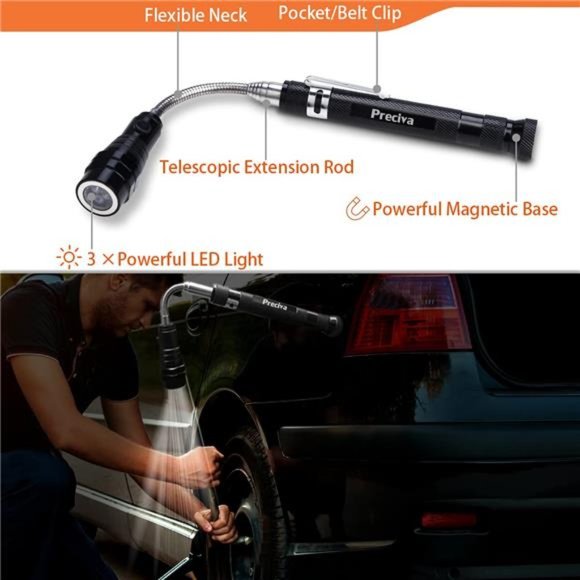 5PCS Magnetic Telescoping Pick-up Tool Kit, 360 Swivel Adjustable Mirror - Picture 4 of 6